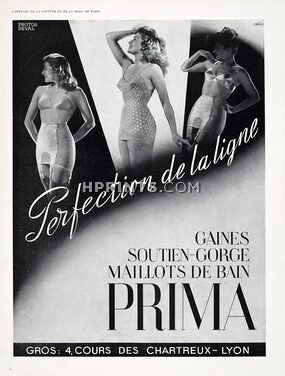 Prima (Lingerie) Ets Bernard 1950 Swimwear Bra Girdle, Photos Deval