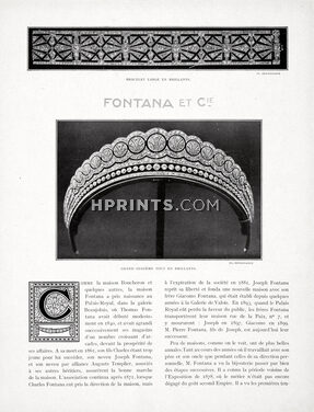 Fontana et Cie, 1923 - Jewelry Tiara Diadème, Necklace, Jewel for Blouse, 2 pages