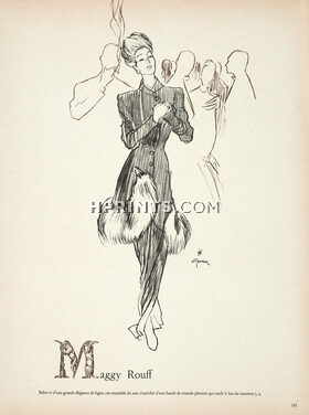 Maggy Rouff 1946 Ensemble du soir, Renards, René Gruau