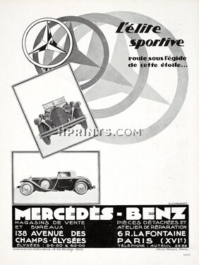 Mercédès-Benz 1929 L'Elite Sportive, G. Clomburger, Photo Manuel Frères