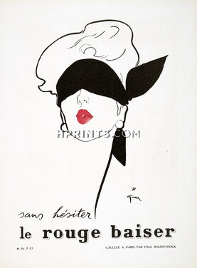 Rouge Baiser 1948 Lipstick, René Gruau (Scarf A, Large)