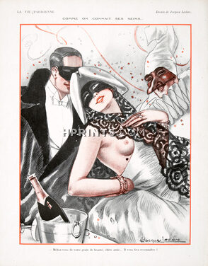 Jacques Leclerc 1928 "Comme On Connait Les Seins", Carnival, Masquerade Ball, Mole, Topless
