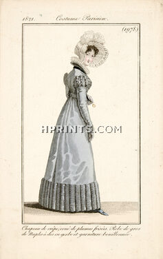 Le Journal des Dames et des Modes 1821 Costume Parisien N°1978