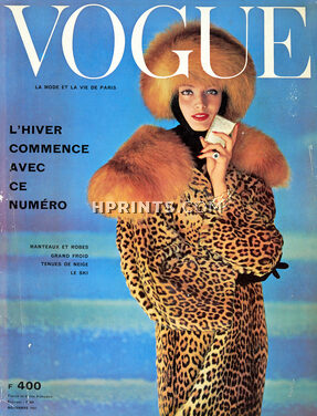 Revillon 1957 Panther, Fur Coat, Jewels by Cartier, Vogue Cover, Photo Henry Clarke