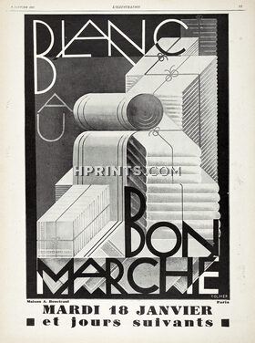 Au Bon Marché 1927 Linen, Tolmer, Poster Art