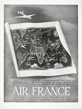 Air France 1947 Airplane, Signed E.A. (L)