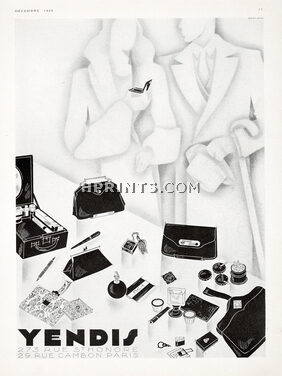 Yendis 1929 Handbags, Toiletry Bag, Cigarette Box, Lighter, Art Deco