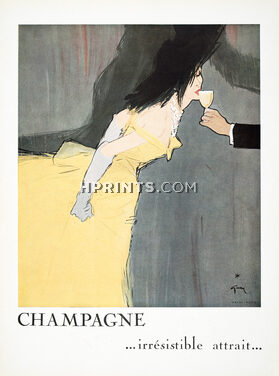 Le Champagne 1949 Irrésistible Attrait, René Gruau (Large)