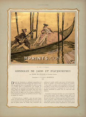 Gondoles de Jadis et d'Aujourd'hui, 1927 - J.G Domergue Place Saint Marc, Venice, Gondolas, Masquerade ball, Casanova, Texte par Henri de Régnier, 4 pages