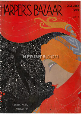 Harper's Bazaar December 1930 Erté Cover, Christmas