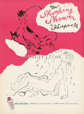 Schiaparelli 1953 Shocking Shower, After-Bath Lotion, Marcel Vertès
