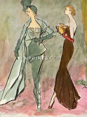 Jacques Fath & Pierre Balmain 1948 Strapless Evening Gown, Eric