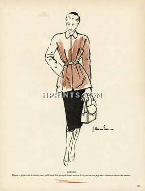 Hermès (Couture) 1947 Blouson en piqué "cotes de Cheval" Jaune paille, Haramboure