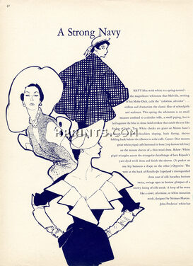 René Gruau 1950 A Strong Navy Fashion Dresses & Hats Dior Sara Ripault