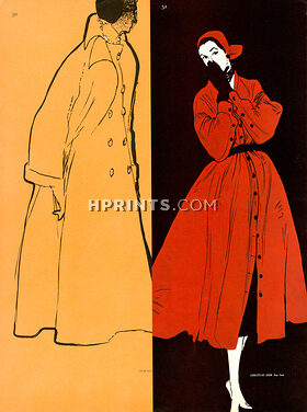 Christian Dior New York (red), Omar Kiam of Ben Reig 1950 Coats, René Gruau