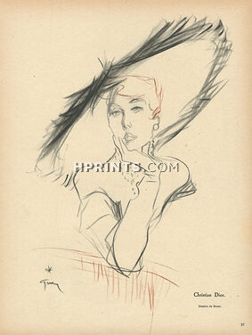 Christian Dior 1949 Hat, René Gruau
