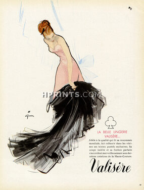 Valisère (Lingerie) 1948 René Gruau, Nightgown