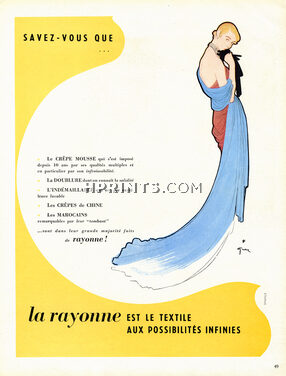 René Gruau 1948 La Rayonne (Label Textile)