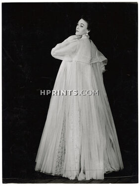 Nina Ricci 1950's Original Photography, "Colombe", Evening Dress, Lace, Photo Louis-R. Astre