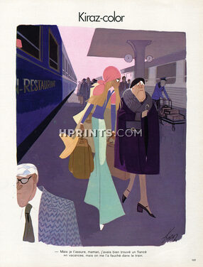 Edmond Kiraz 1973 Back from summer holidays, Train, Railway Station, Les Parisiennes