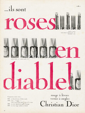 Christian Dior (Cosmetics) 1963 Roses en diable, Lipstick, Nail Polish