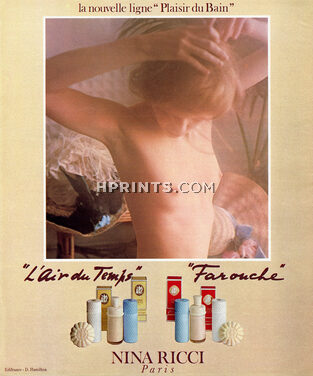 Nina Ricci (Perfumes) 1978 PLaisir du Bain, L'Air du Temps, Farouche, Photo David Hamilton
