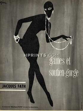 Jacques Fath (Lingerie) 1955 René Gruau (black & white version)