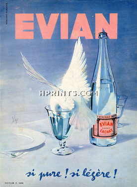 Evian 1957 Si pure ! si légère ! Diaz