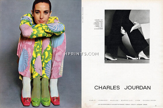 Charles Jourdan (Shoes) 1967 Models Mélopée Majestic Mitsouko, Photo Guy Bourdin