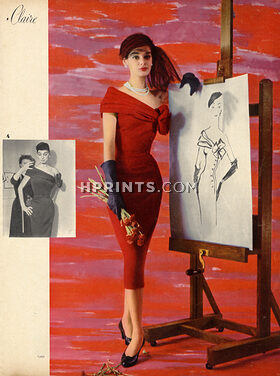 Givenchy 1955 Robe dessinée par Mathieu St-Laurent, réalisée par Givenchy, Photo Yurek