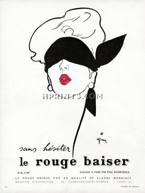 Rouge Baiser (Cosmetics) 1950 René Gruau (Scarf B)