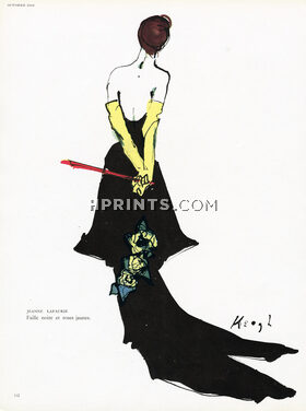 Jeanne Lafaurie 1949 Keogh Evening Gown Fashion Illustration