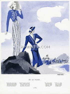 Nina Ricci 1938 Pyjama de plage, Tailleur de plage, Léon Bénigni