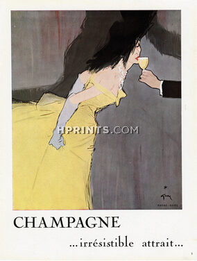 Champagne, Champain (...irrésistible attrait...) 1949 René Gruau