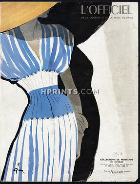 René Gruau 1947 Carven, Bianchini Férier, L'Officiel Cover