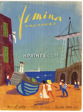 Raymond Peynet 1949 Femina Cover, Vacances