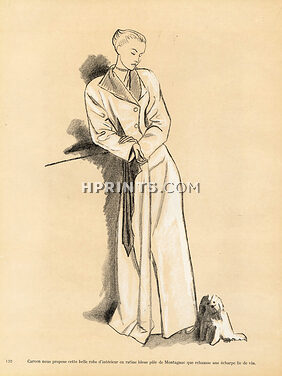 Carven 1946 Robe d'intérieur, House coat, André Delfau, Montagnac