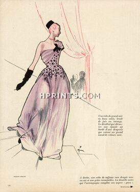 Robert Piguet 1946 Evening Gown René Gruau Fashion Illustration