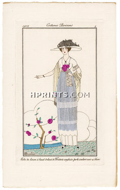 Charles Martin 1912 Journal des Dames et des Modes Costumes Parisiens N°5 Robe de linon
