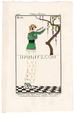 Charles Martin 1912 Journal des Dames et des Modes Costumes Parisiens Pochoir N°20