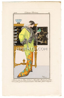 Roger Broders 1912 Journal des Dames et des Modes Costumes Parisiens N°32 Robe de Soie de Chine
