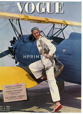 Vogue Cover July 1, 1941 Women In Defense, Female WWII Pilot