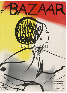 Harper's Bazaar Cover October 1945 S. Johns, Fashion Illustration