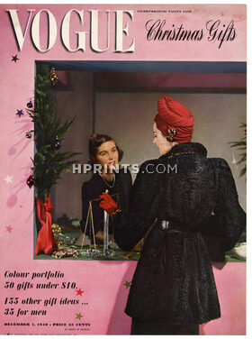 American Vogue Cover December 1, 1940 Christmas Gifts, Jewels