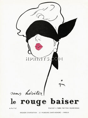 Rouge Baiser (Cosmetics) 1950 René Gruau (Scarf C)