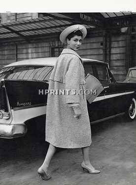 Jacques Heim 1958 Manteau Moreau, Sac et Gants Hermès, Photo Pottier