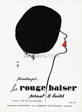 Rouge Baiser 1949 René Gruau (Béret - Printemps) (L)