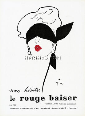 Rouge Baiser 1950 René Gruau, Scarf (Large)