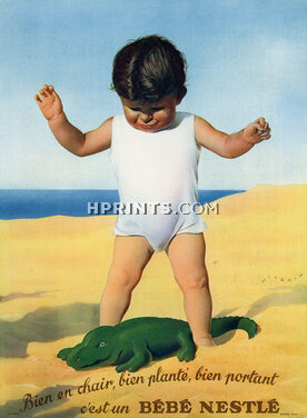 Bébé Nestlé 1933 Beach, Crocodile Toy, André Wilquin