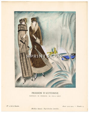 Frisson d'Automne, 1924 - Charles Loupot, Manteaux de fourrure, de Max-A. Leroy. La Gazette du Bon Ton, 1924-1925 n°2 — Planche 15